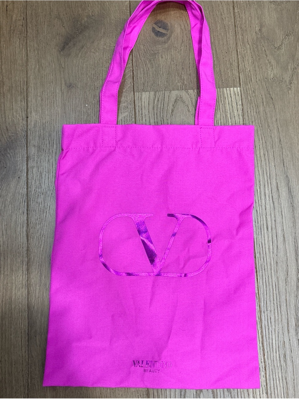 Valentino Hot Pink V Logo Canvas Tote